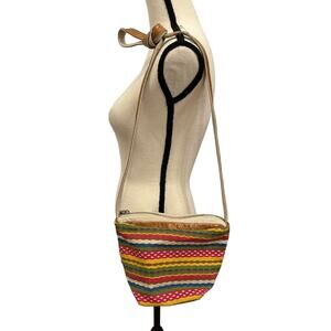 Vintage HOBO The Original Mulitcolor Canvas and Leather Hobo Style Bag￼￼